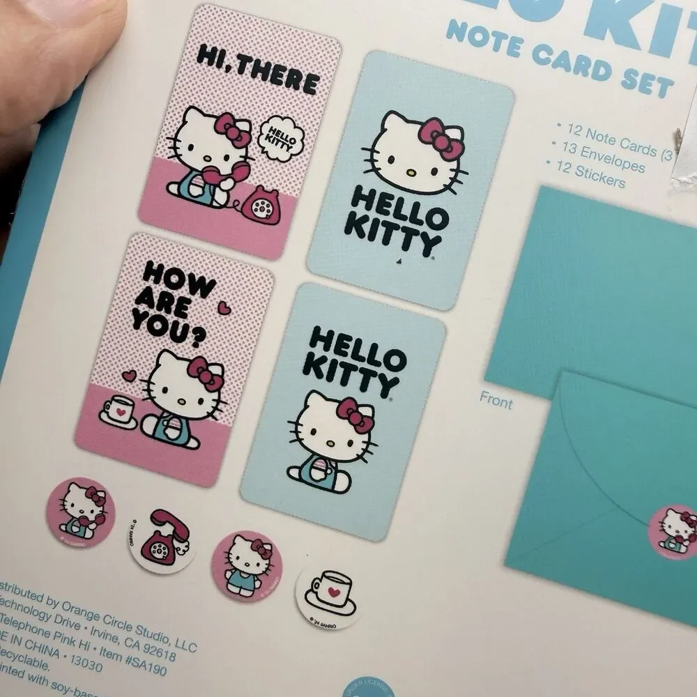 Hello Kitty 2 Pack Of 12 Bundle Note Card Set 25 Total Hi There Note Cards New